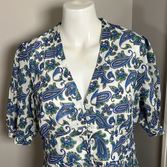 Boden Elsa Crinkle Midi Tea Dress Surf The Web Paisley Wave Pockets US 10 NEW - Picture 4 of 14